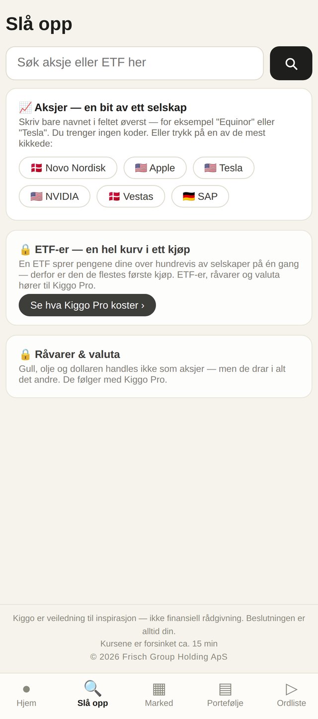 Søket: skriv Novo, så kommer forslagene med én gang.